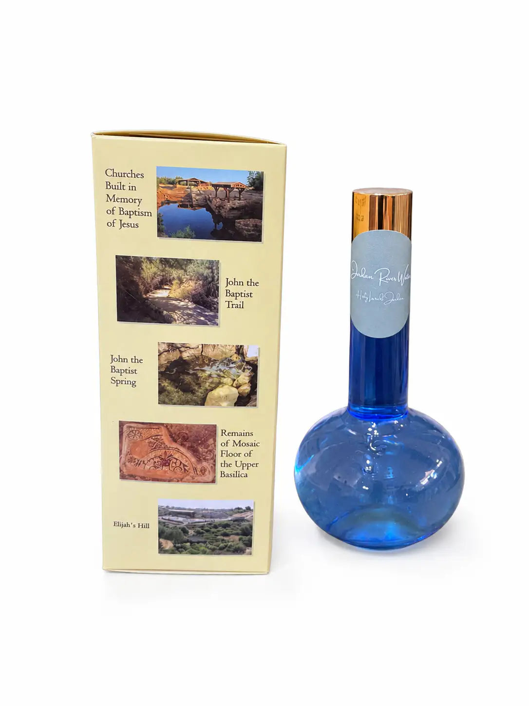 Jordan River Holy Water from Bethany Beyond the Jordan – Blue Glass Amphora