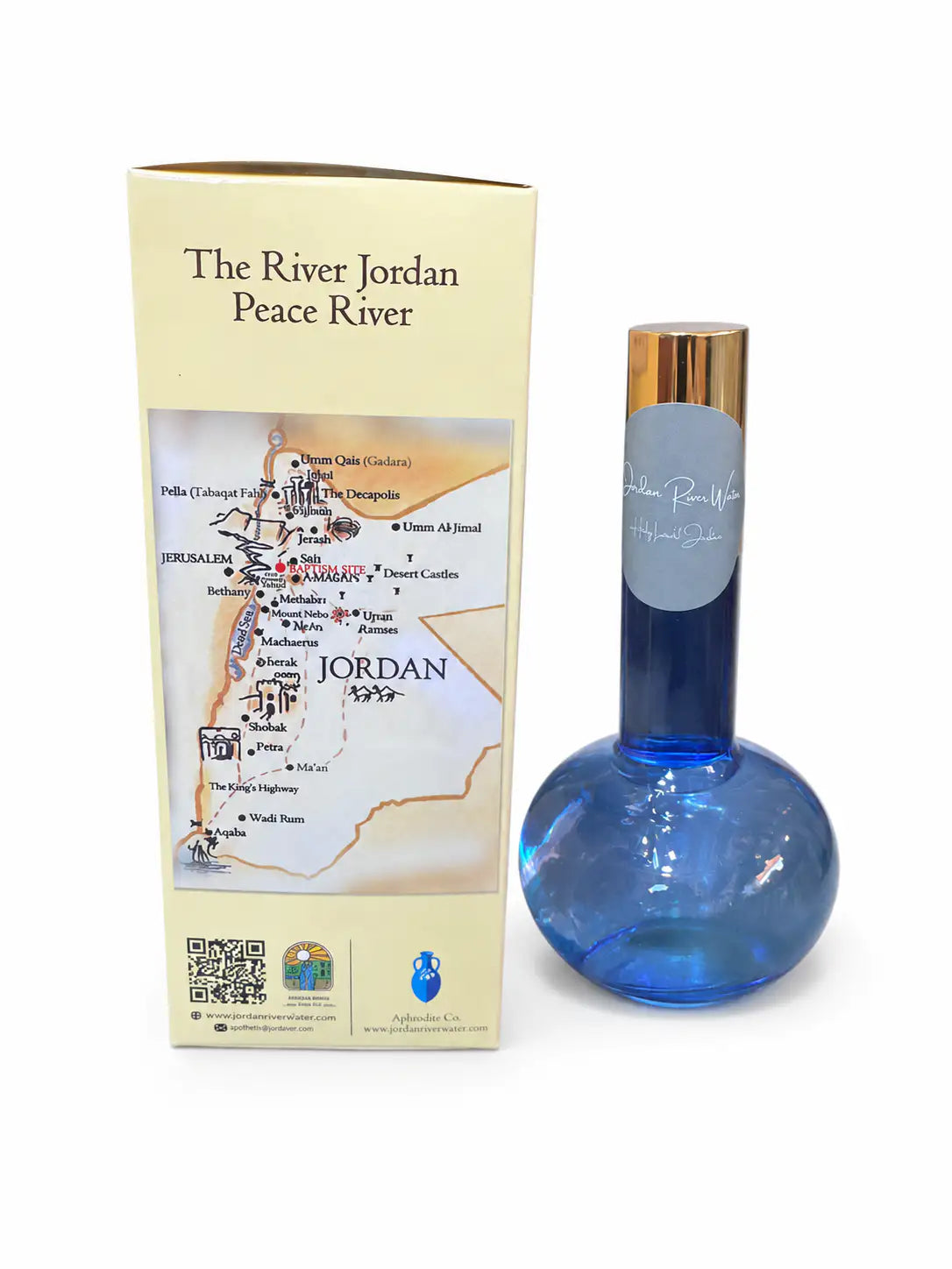 Jordan River Holy Water from Bethany Beyond the Jordan – Blue Glass Amphora