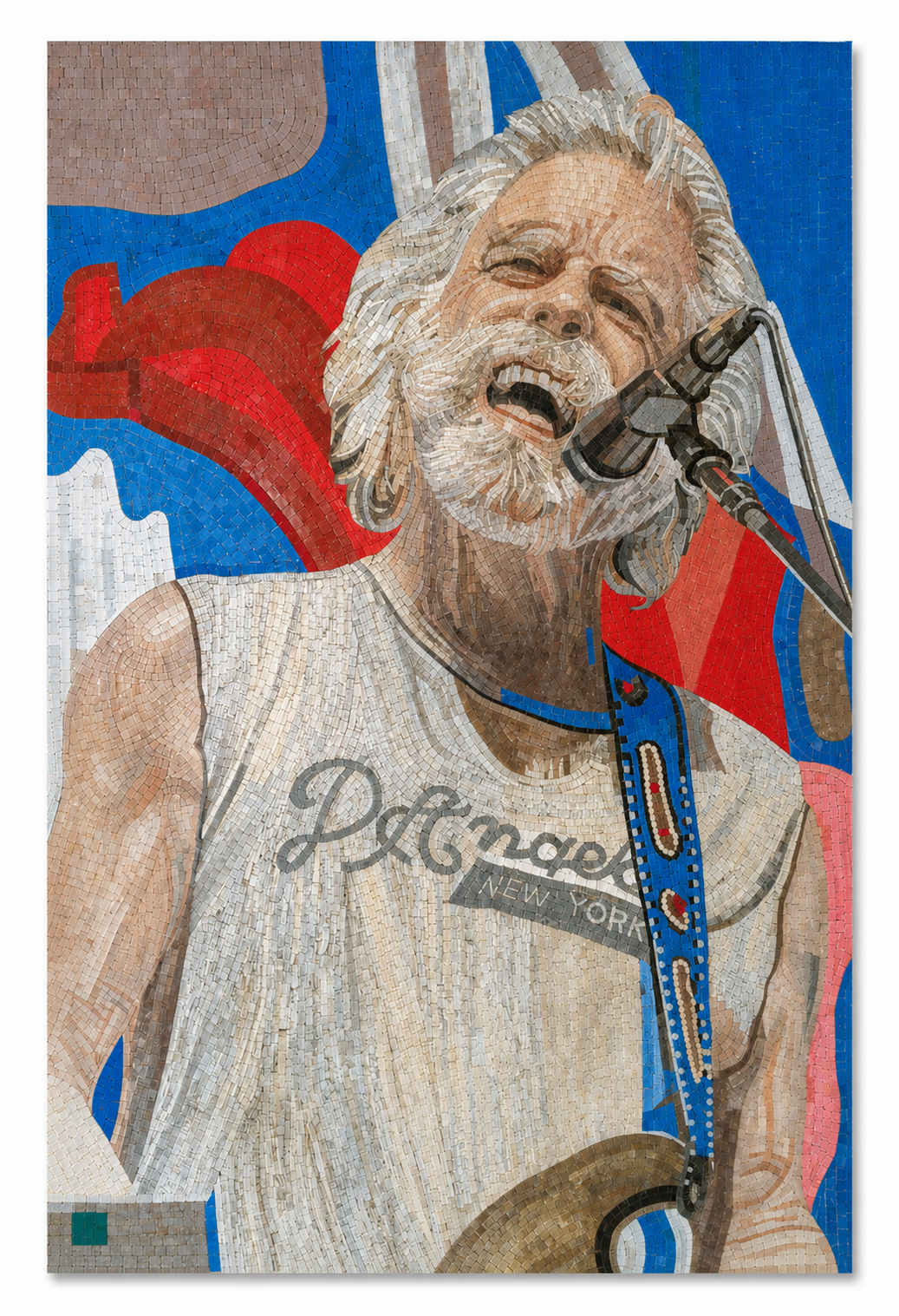 Willie Nelson Mosaic Portrait – Handcrafted Jordanian Stone Art