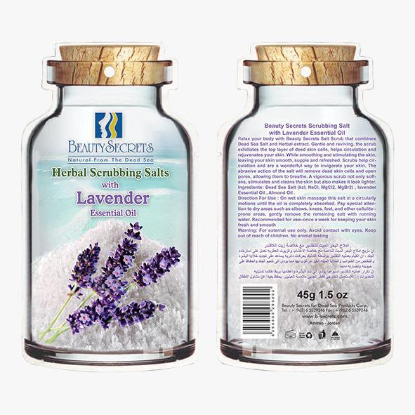 Beauty Secrets Herbal Scrubbing Salts with Lavender Essential Oil (45g / 1.5 oz.)