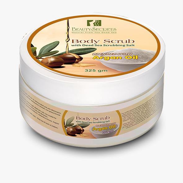 Beauty Secrets Body Scrub with Dead Sea Scrubbing Salt Blended with Argan Oil (325 gm)