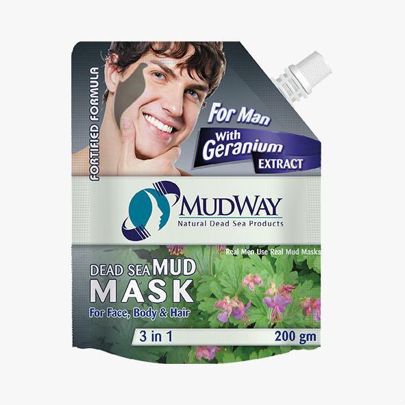 Mudway 3-in-1 Dead Sea Mud Mask For Man With Geranium Extract (200 gm)