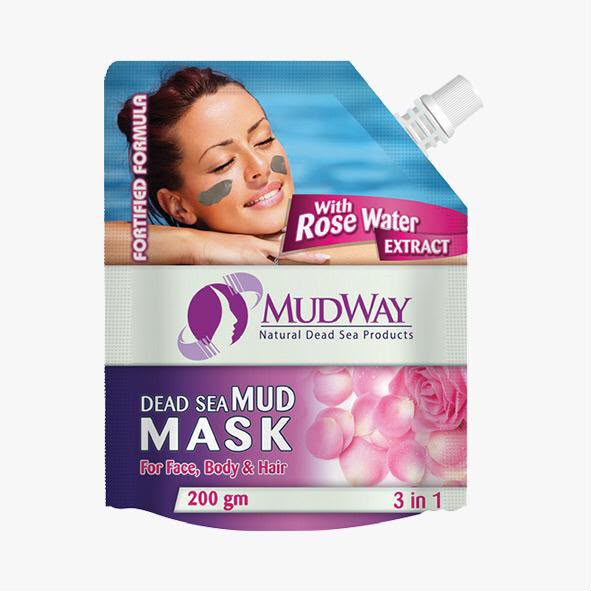 Mudway 3-in-1 Dead Sea Mud Mask With Rose Water Extract for Face, Body & Hair (200 gm)