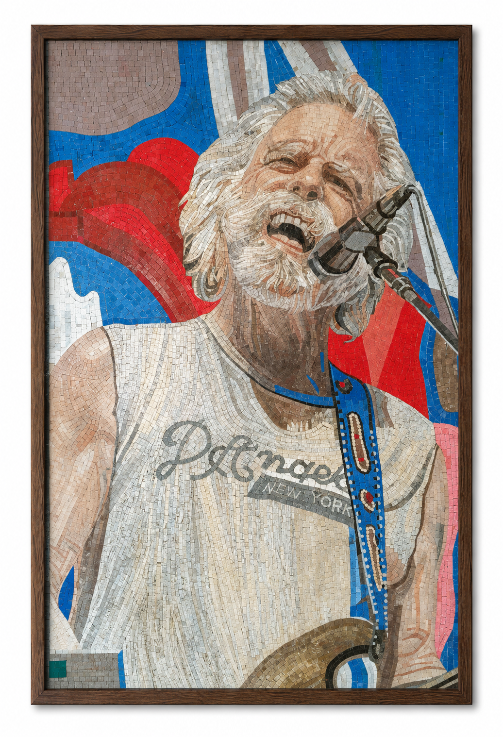 Willie Nelson Mosaic Portrait – Handcrafted Jordanian Stone Art