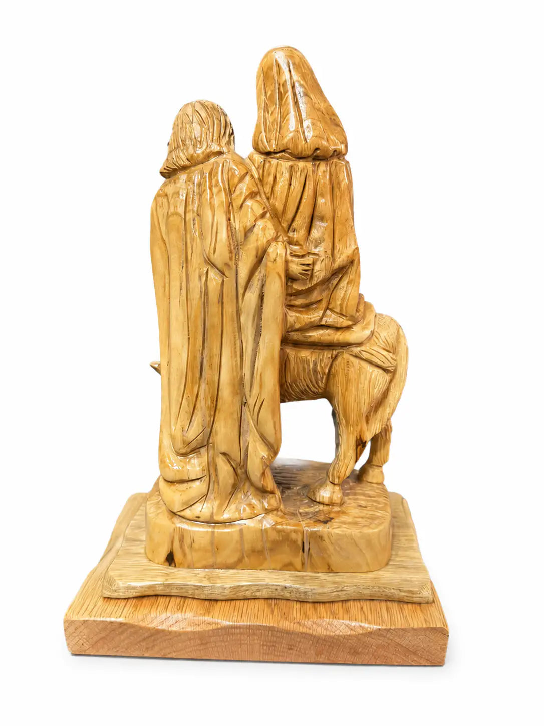 Hand-Carved Olive Wood Flight into Egypt – Holy Family Sculpture