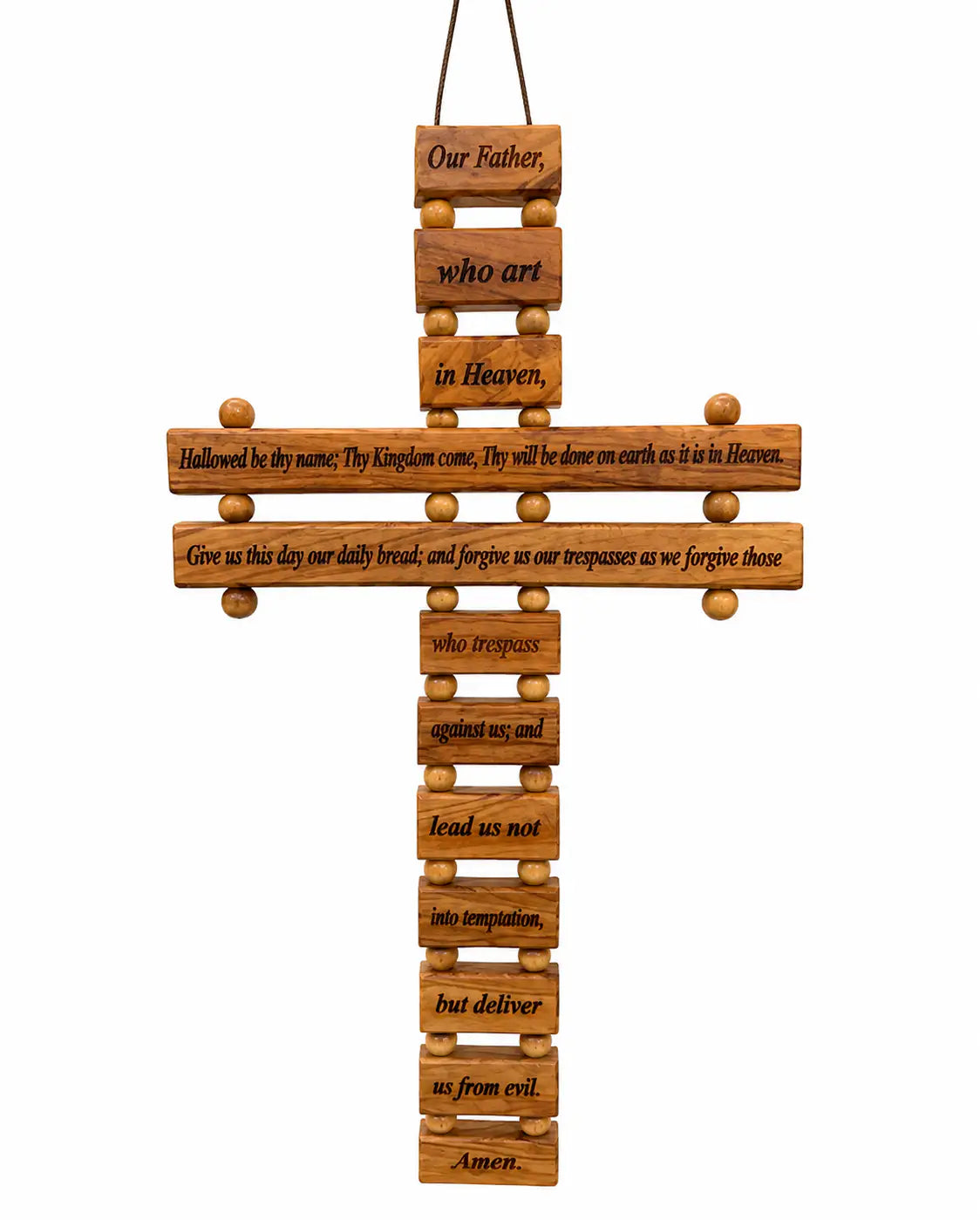 Olive Wood Lord’s Prayer Wall Cross