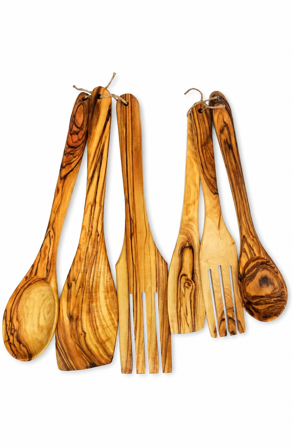 Handcrafted Olive Wood Kitchen Utensils – 6-Piece Set