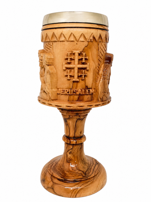 Hand-Carved Jerusalem Olive Wood Chalice