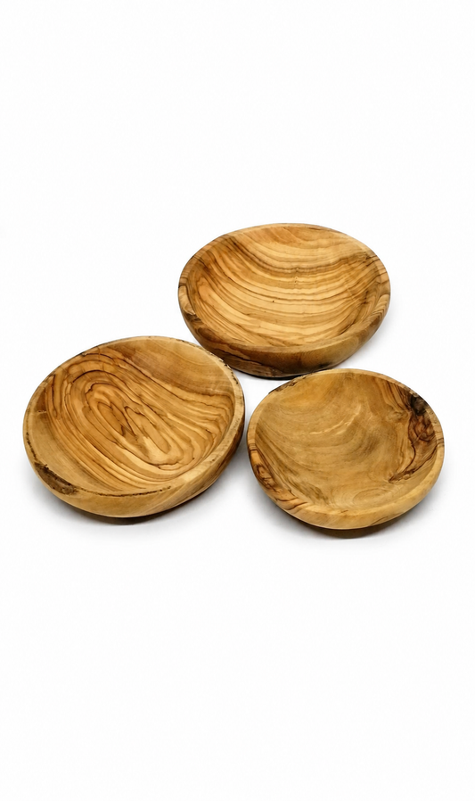 Handcrafted Natural Olive Wood Bowls – Set of 3
