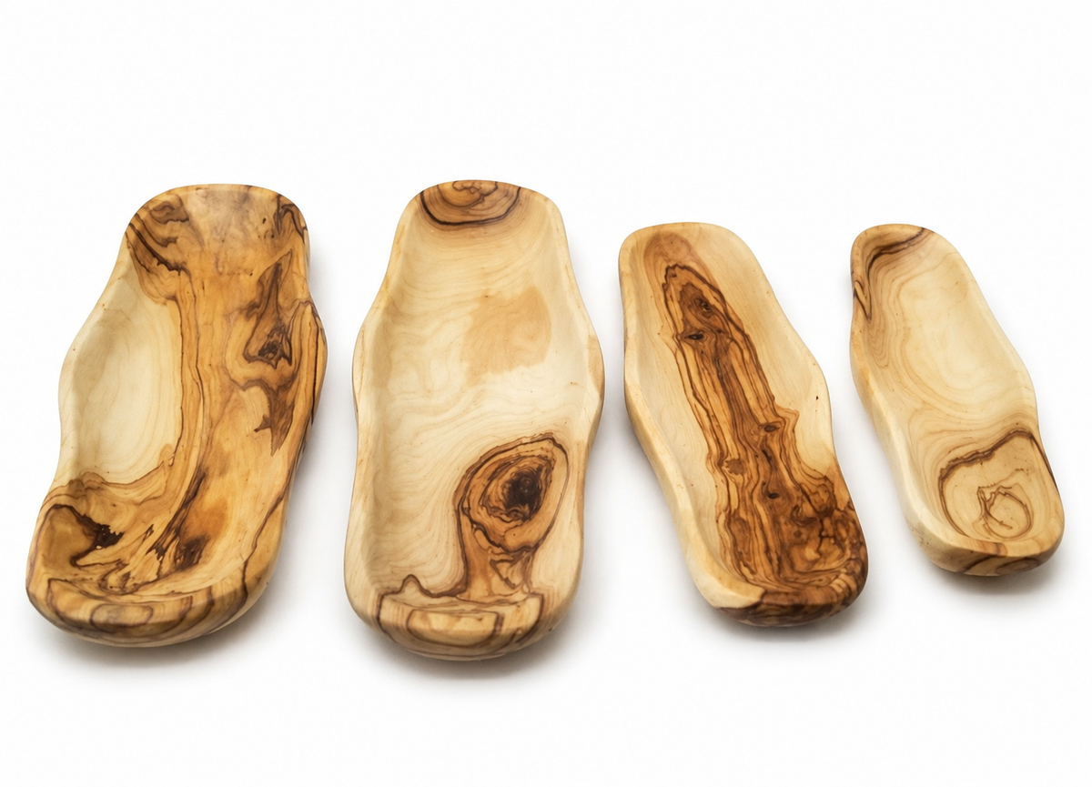 Handcrafted Olive Wood Nesting Serving Dishes – Set of 4