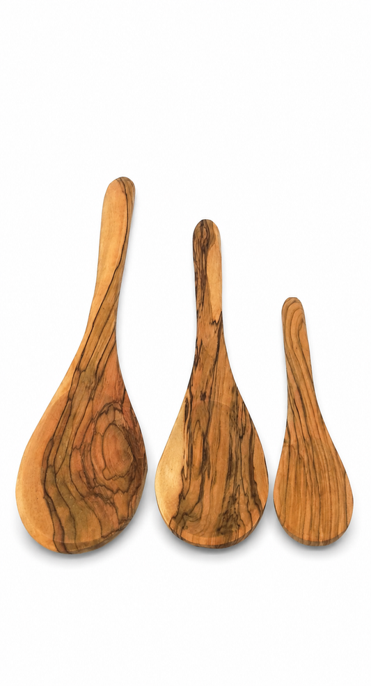 Handcrafted Olive Wood Cooking Spoons – Set of 3