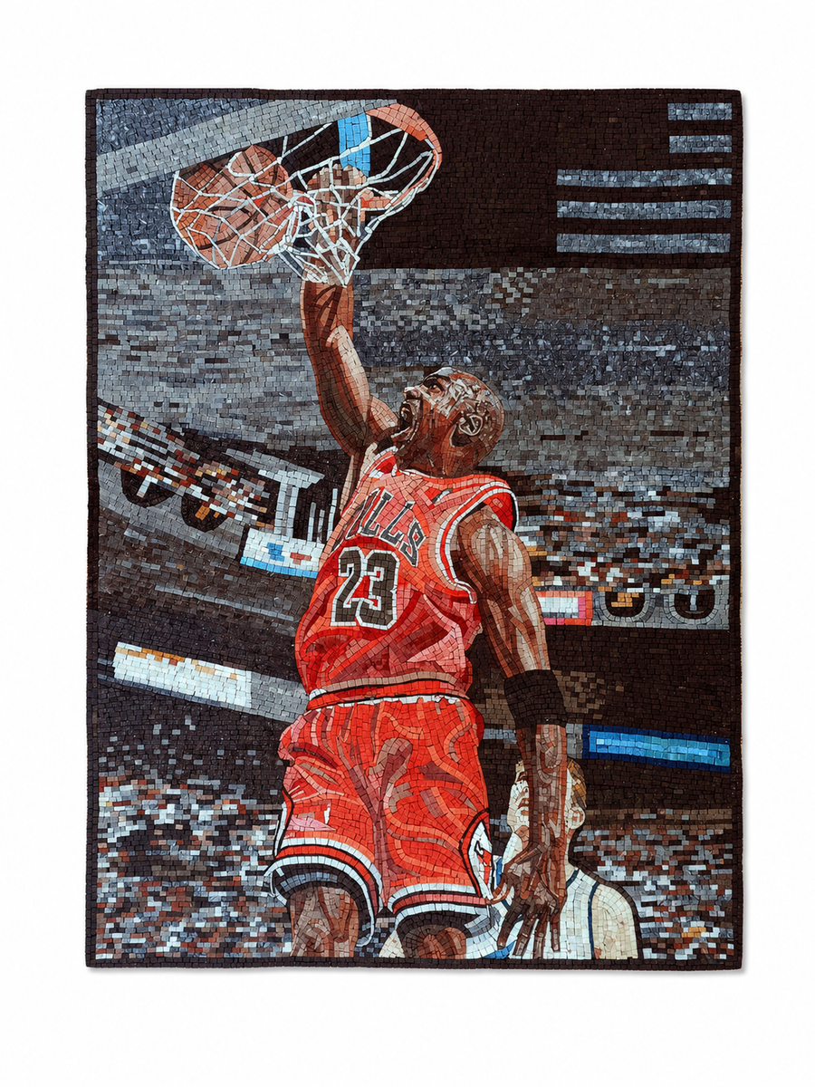 Michael Jordan No. 23 Dunk Mosaic – Handcrafted Jordanian Stone Art