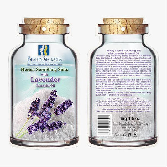 Beauty Secrets Herbal Scrubbing Salts with Lavender Essential Oil (45g / 1.5 oz.)