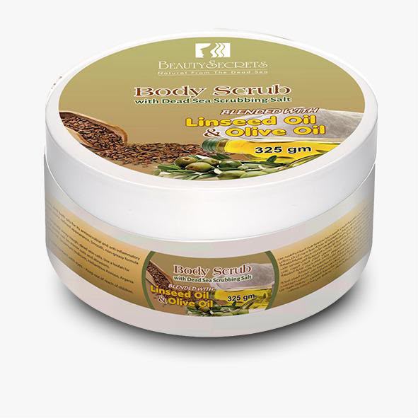 Beauty Secrets Body Scrub with Dead Sea Scrubbing Salt Blended with Linseed Oil & Olive Oil (325 gm)