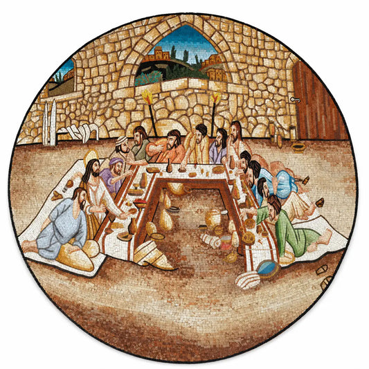 Handcrafted Biblical Banquet Mosaic – Authentic Jordanian Stone Art