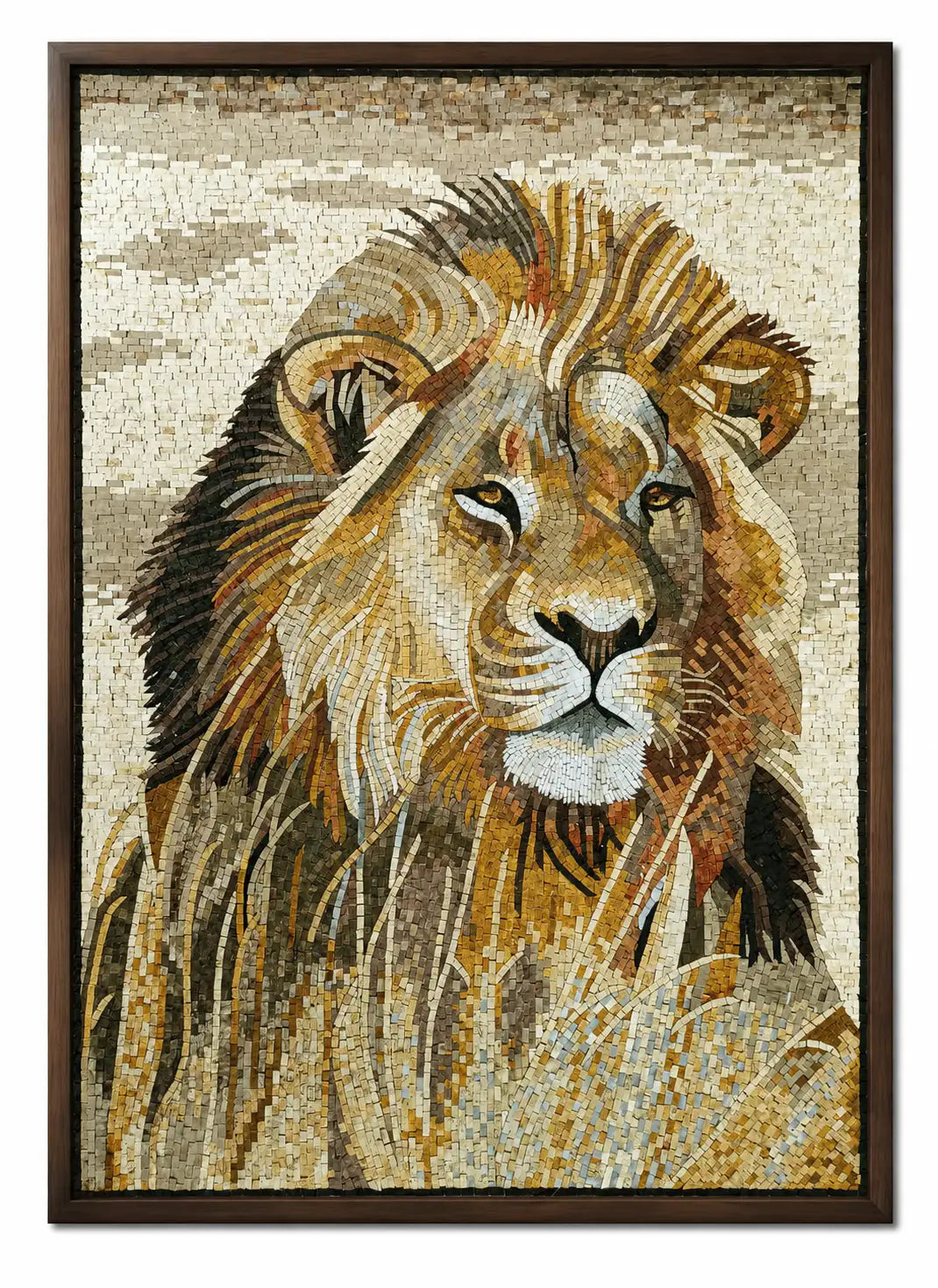 Handcrafted Lion Mosaic – Authentic Jordanian Natural Stone Art